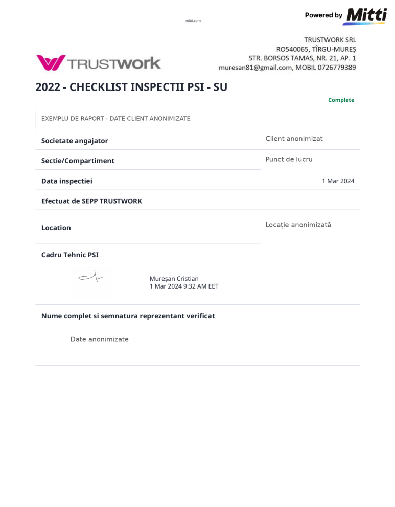 Raport Control PSI-SU